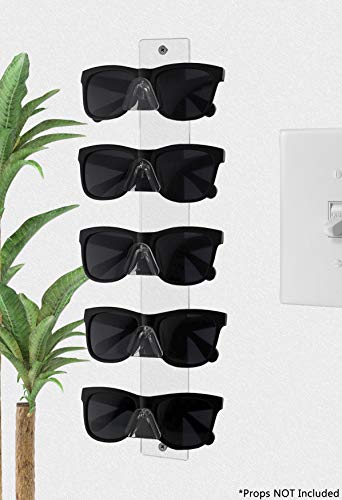 Marketing Holders 2 Pack Eyewear Holder 5 Pair Wall Mount with Hardware for Department Stores Optical Outlets Fashion Retailers Shopping Malls Clear Acrylic - size: 5 Tier Clear