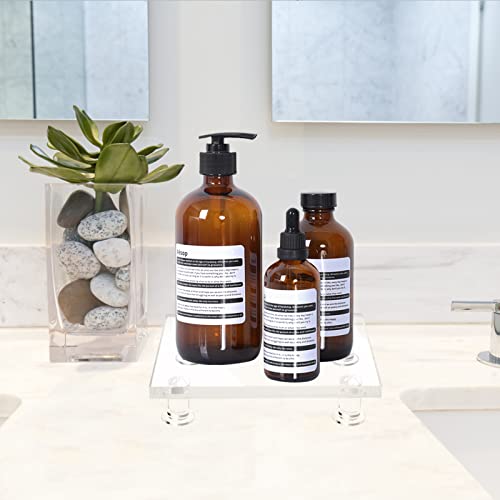 Acrylic Pedestal Tray Stand Riser for Bathroom Kitchen countertop, Clear Display Base Home Decor