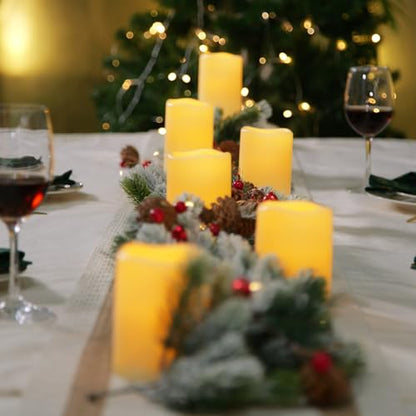 Homemory Waterproof Flameless Candles, Outdoor Indoor Battery Operated LED Pillar Candles with Remote Control and Timer, Plastic, Long Lasting, D3 x H4 4" 5" 5" 6" 6", Set of 6 - size: Set of 6
