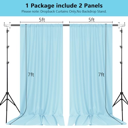 MEETSKY Baby Blue Backdrop Curtain for Baby Shower Parties Light Blue Photo Curtains Backdrop Drapes Fabric Decoration for Boys Teens Men Birthday Party Photography 5ft x 7ft,2 Panels - color: Light Blue, size: 60"W x 84"L (Pack of 2)