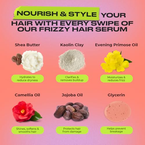 INH Hair Mascara for Flyaways | Quick Slick Hair Finishing Stick for Flyaways, Frizz Control, & Slick Back Look | Non Greasy & Non Comedogenic Smoothing Serum & Frizz Tamer Wand | Peach Tart, 18ml