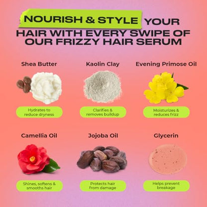 INH Hair Mascara for Flyaways | Quick Slick Hair Finishing Stick for Flyaways, Frizz Control, & Slick Back Look | Non Greasy & Non Comedogenic Smoothing Serum & Frizz Tamer Wand | Peach Tart, 18ml