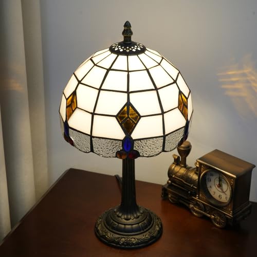 Mediterranean Style Geometric Pattern Small Tiffany Lamp Stained Glass Table Lamp Cute Unique Bedside Nightstand Light Living Room Dining Room Decorative Desk Lamp Atmosphere Lamp Creative Gift - color: stained glass Lamp G