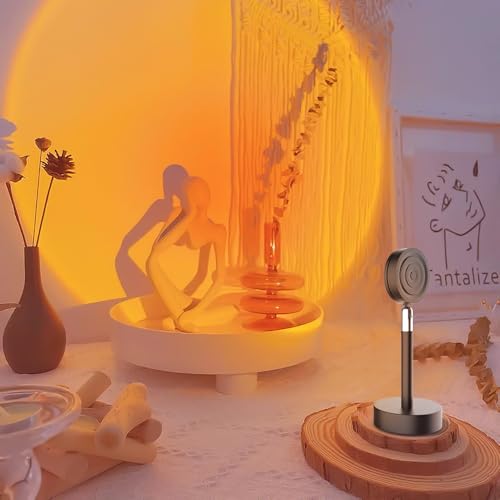 Jensense Sunset Projector Lamp Instagram Backdrop Light Creates Realistic Sunset Glow on Wall Ceiling Ambient Mood Lighting Home Decor Photography Relaxation - color: Sunset Red