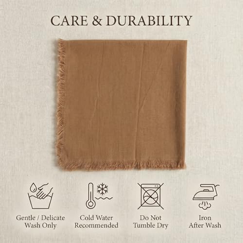 ACCENTHOME Brown Cotton Linen Napkin Set of 12 18x18 inch Dinner Napkins - Washable Soft Premium Hotel Quality Reusable Hemmed Edges Napkins Perfect Table Linens for Family Dinners, Weddings - color: 05 - Brown, size: 18"x18" - Pack of 12