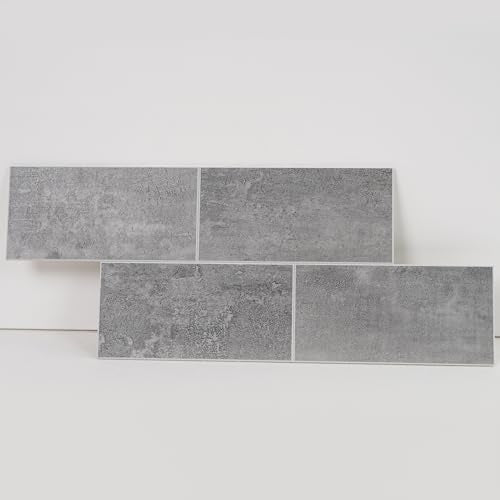 COLAMO 6"x12" Swatch Medium Cement Gray Peel and Stick Large Subway Tile,Stick On Faux Stone Mosaic Tile for Bathroom,Vanity,Kitchen Backsplash,Accent Wall,Self Stick Adhesive Brick Tiles for Wall - color: Medium Gray, size: Sample(6"x12")
