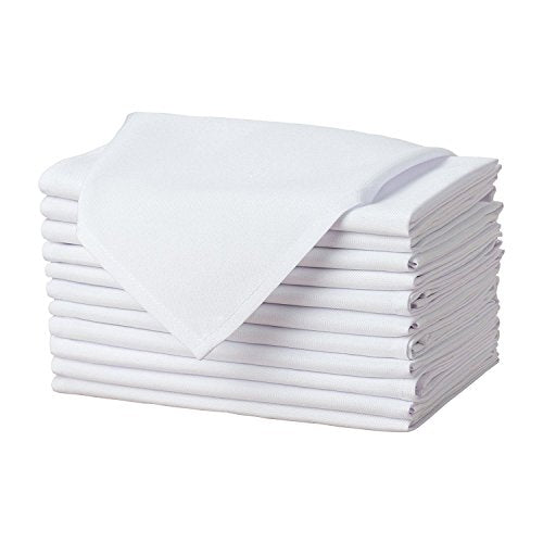 Gee Di Moda Cloth Napkins - 17 x 17 Inch White Dinner Napkins - Set of 12 Soft & Absorbent Washable Fabric Cloth Table Napkins with Hemmed Edges for Hotel Restaurant, Holiday Parties & Wedding - color: White