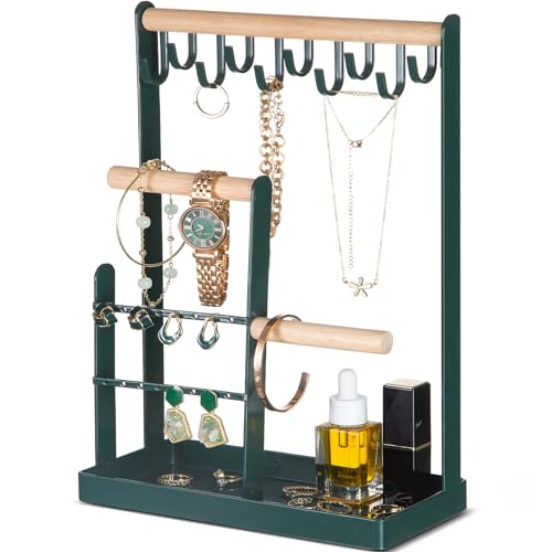 ProCase Cute Jewelry Stand, Aesthetic Jewelry Organizer for Dresser Vanity, Jewelry Holder Display for Necklaces Earrings, Gifts for Teen Girls Women, Bedroom Dorm Decor -Medium, Green - color: Green, size: 12.6" Height