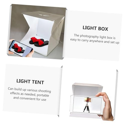 Happyyami Portable 30cm Photo Light Box with LED Strip, Foldable Photography Light Tent Kit with Black and White Backdrops for Product Photography and Small Business Use