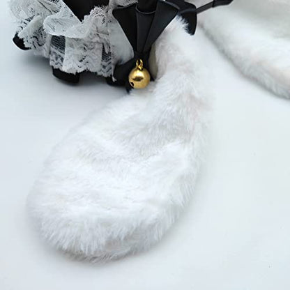 Faylay Cosplay Women Plush Furry Bunny Ears Headwear Accessory Rabbit Headband - color: 5-bjh With Tail