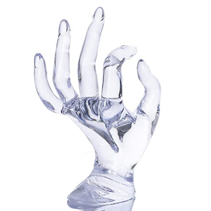 HOMEGOAL Hand Jewelry Holder, Bracelet Ring Watch Jewelry Display Holder Stand, Mannequin Hand, Polyresin, 7 Inch (Transparent) - color: Transparent