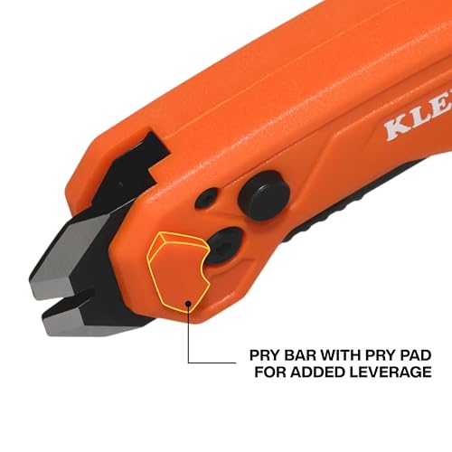 Klein Tools 44309 Pry Bar Knife, 2-in-1 FLICKBLADE Utility Knife with Built-In Pry Bar, Dual Locking Positions at 135-Degree and 180-Degree, Full Metal Core - style: Flickblade w/ Pry Bar