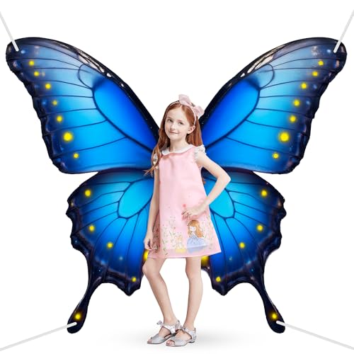 CHEPULA Butterfly Wings Backdrop Decoration Halloween Large Monarch Butterfly Photograph Background, 70.8in * 62.9in, Blue - color: Blue