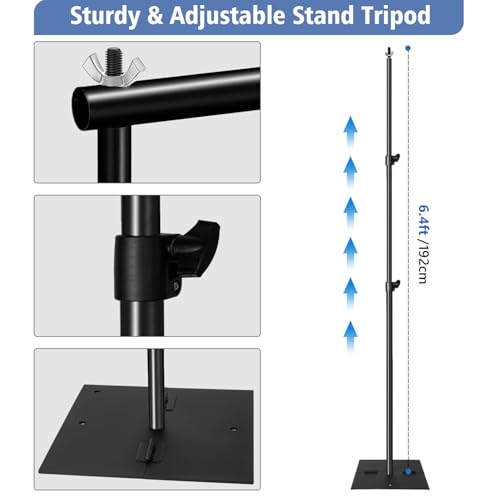 SLOW DOLPHIN Pipe and Drape Photography Backdrop Stand Kit Adjustable Photo Background Stand 10ft x 6.5ft with Metal Base for Parties Weddings Birthday Party Events Photo Booth