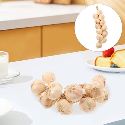 Cabilock Versatile Decorative Garlic Hanging Strings Realistic Fake Garlic Braid with Built Hanging Rope for Home Decor Photography Props and Lifelike Kitchen Decoration Garlic