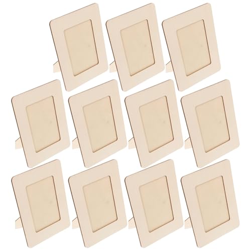 Unfinished Wood Frames 10Pcs Children's DIY Photo Frames Unfinished Wood Small Paintable Picture Creative Craft Kits for Kids Artwork Display