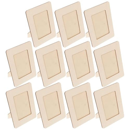 Unfinished Wood Frames 10Pcs Children's DIY Photo Frames Unfinished Wood Small Paintable Picture Creative Craft Kits for Kids Artwork Display