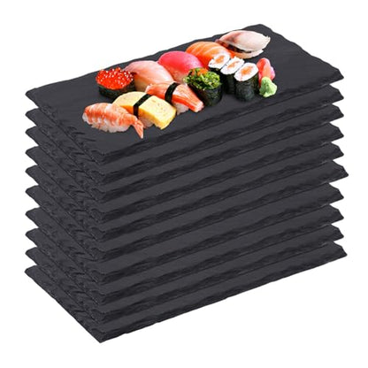 10 Pack 10 x 4.72 Inch Slate Cheese Boards, Black Rectangle Slate Charcuterie Boards, Natural Charcuterie Stone Plates for Parties, Gifts, and Special Events, Cheese, Sushi, Food. - size: 10 Pack 10 x 4.72 Inch
