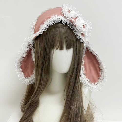 Rabbits Ears Hairband Photo Props Easter Hair Hoop Hairband Party Headpiece Fun Headbands for Music Festival - color: Black & Black Lace