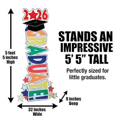Star Graduate Prop Kit, Perfect Photo Op Kindergarten, Preschool, and Pre-K Graduation, 5 feet 5 inches High, Easy Assembly, Durable Design, Celebrate Your Little Graduates in Style - color: Star Graduate
