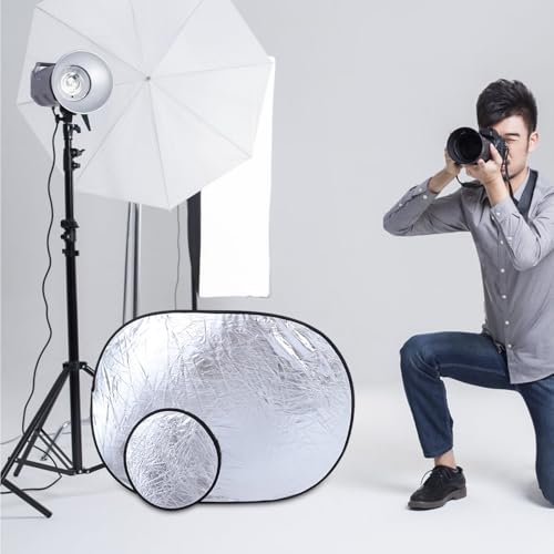 Homoyoyo 2pcs Collapsible Photography Reflectors Light Diffuser Soft Reflective Boards Portable Foldable Photo Studio Lighting for Portrait and Outdoor Use