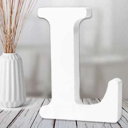 AOCEAN 6 Inch White Wood Letters - Unfinished Wood Letters for Wall Christmas Decor Standing Letters Slices Sign Board Decoration for Xmas Home Party Projects (L) - style: L