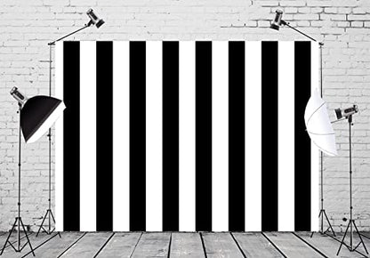 BELECO 5x3ft Fabric Black and White Stripes Backdrop for Photography Striped Theme Baby Shower Birthday Party Decorations Backdrop Black and White Stripes Cake Table Banner Photo Booth Studio Props - size: 5x3ft