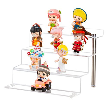 9 x 6 in Acrylic Display Risers Shelf for Pops Figures, 4 Tier Perfume Organizer Stand, Dessert Shelves for Party, Clear Display stand for Decoration and Organizer