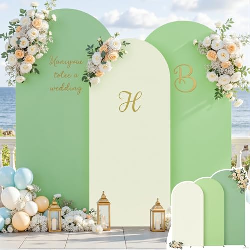 Green Arch Backdrop Cover Set of 3 Gradient Green Cream Wedding Arch Covers Spandex Backdrop Stand Cover for Birthday Party Ceremony Bridal Baby Shower Banquet Decoration 4FT 5FT 6FT - color: Gradient Green, size: 4FT+5FT+6FT