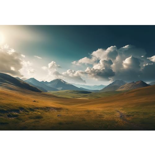 Nature Scenery Backdrop 20x10ft Prairie Mountains Sky Clouds Landscape Photography Background Party Banner Room Decorations Outdoor Travel Portraits Photoshoot Wallpaper Photo Studio Booth Props - size: 20ftx10ft