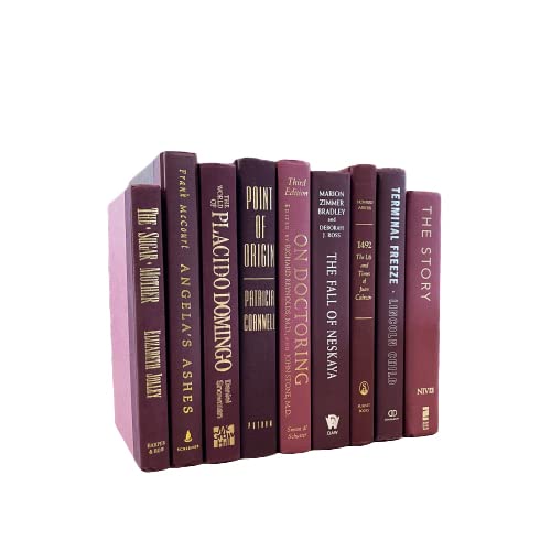 Decorative Accent for Home Decor – Real Books by Color® Interior Styling Piece for Bookshelf, Coffee Table, Design Display (Set of 3, Maroon) - color: Maroon, size: Set of 3
