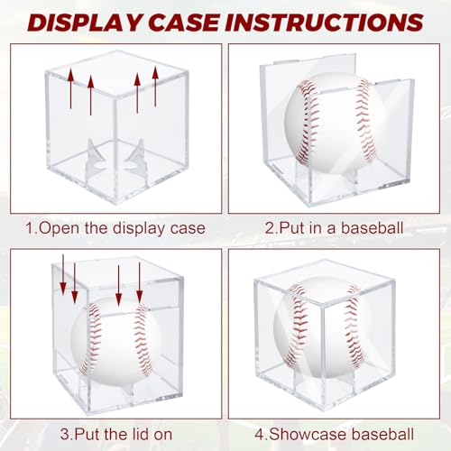 18 Pack Baseball Display Case,UV Protected Acrylic Boxes for Display, 3.15in Autographed Baseball Clear Display Case Cube, Baseball Display Case for Memorabilia Baseball for Official Size Ball