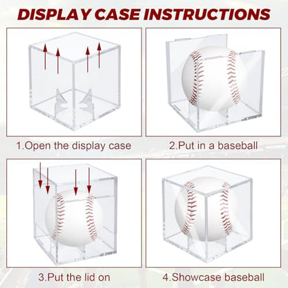 18 Pack Baseball Display Case,UV Protected Acrylic Boxes for Display, 3.15in Autographed Baseball Clear Display Case Cube, Baseball Display Case for Memorabilia Baseball for Official Size Ball
