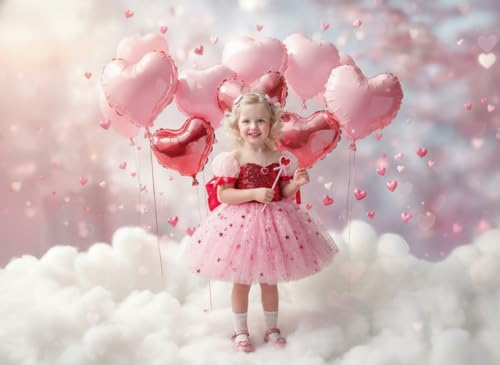 Kate 10x8ft/3x2.5m Valentine's Day Backdrop for Photography Pink Heart Balloons Photoshoot Background Photo Video Studio Props - size: 10x8ft