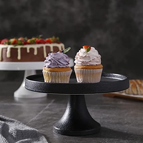Cake Plate Ceramic Tray with Glass Lid Dessert Table Decoration Props Snack Tray Cake Display Tray Fruit Tray Dessert Shelf Multifunction (Color : Black Size : 9inch) (White 9inch) (White 9inch)