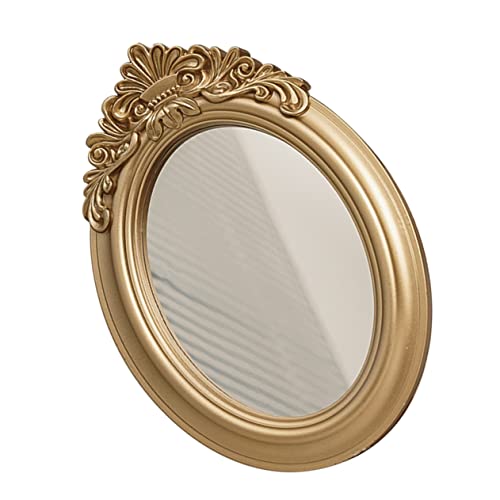 1Pc Vintage Decorative Mirror Tray Retro Photo Prop Adornment for Weddings Home Office and Hotel Decor Multi Purpose Storage for Cosmetics Keys and Items Golden