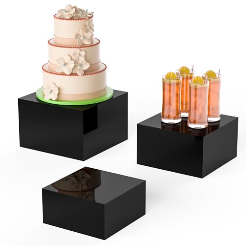 Acrylic Dessert Stand,Buffet Risers, Food Risers, Multi-Purpose Cake Stand for Parties, Weddings, Birthdays, Catering, Jewelry, and Collectibles Acrylic Cube Boxes Display(Black, 6"x7"x8") - color: Black, size: 6''x7''x8''