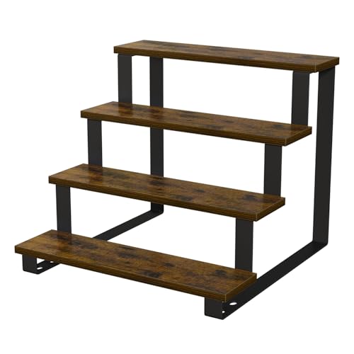 YINMIT Wooden Display Riser Stand,15.75 Inch Tiered Perfume and Cologne Organizer Stand, 4 Tier Spice Rack Organizer, Rustic Display Shelf for Cupcake, Figures, Candles (4 Tier Brown, 15.75 In) - color: 4 Tier Brown, size: 15.75 In