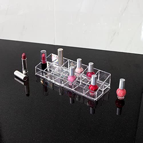 Isaac Jacobs Clear Acrylic 12 Compartment Nail Polish Holder, Organizer for Makeup, Essential Oils, Storage Solution, Rack Display (2 Rows (x6)) - size: 2 Rows (x6)