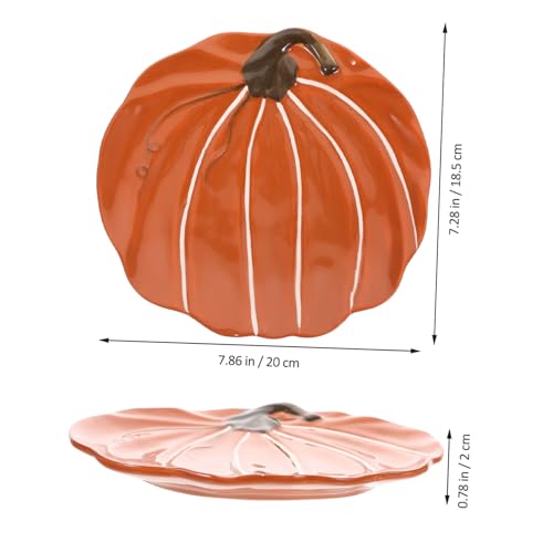 MAGICLULU Ceramic Pumpkin Plate Halloween Salad Dish Retro Food Dinner Plate Hand-painted Glazed Pumpkin Shape for Autumn Harvest and Thanksgiving Tableware