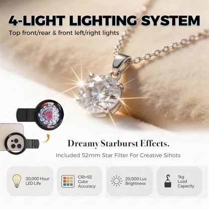 Professional Photo Studio Light Box Kit with 4 Led Light, Adjustable Brightness for Jewelry Photography, Includes Black and White Background, with 360° Automatic Turntable and Hanging Stand(Tv30) - size: Tv30
