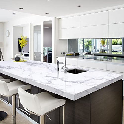 Arthome White Marble Contact Paper - Peel and Stick Wallpaper - Self-Adhesive & Removable Wall Paper for Furniture Desk, Kitchen Countertop, Cabinet, Shelf Liner, Wallcovering, (17"x240") - color: White Marble, size: 17" x 240"