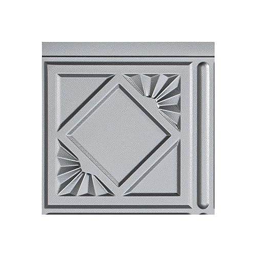 FASÄDE Traditional Style/Pattern 4 Decorative Vinyl Backsplash Panel in Argent Silver (6X6 Inch Sample) - color: Argent Silver, size: 6X6 Inch Sample