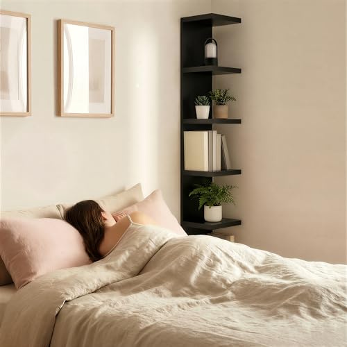 7 Tier Wall Shelf Unit & Lack Shelf, Versatile Floating Shelves for Wall, Bedroom Book Shelf, Vanity Display Shelves, Tall Decorative Shelving Unit, Long Shelves for Storage Black - style: 7 tier wall shelf -Black