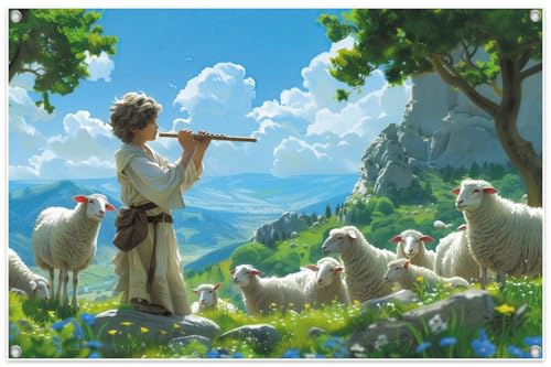 6x3.6ft Fabric Emerald VBS 2026 Decorations Spring Garden Backdrop Green Grass Sheep VBS Decorations Photo Background Students Improve Imagination Exploring The World Church Camping Props - color: White, size: 6x3.6ft