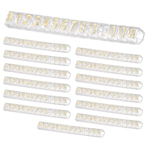 uxcell 14 Set Price Display Cube, Adjustable Price Tag Stand Removable Mini Tag Number Letter Price Dollar Block Kit for Jewelry Retail Shop Price Signs (Clear/Gold, 1.8" Length) - color: Clear/Gold, size: 4.5"