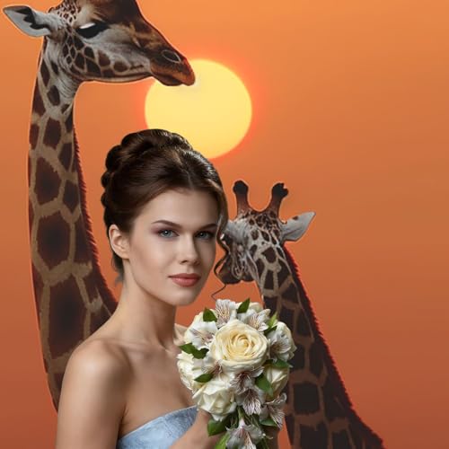 Giraffe at Sunset Backdrop Background for Photography 5x7ft Photobooth Professional Photo Backdrop Curtains Video Photography Studio Photo Backgrounds Banner Booth Background Screen Parties - color: Giraffe At Sunset