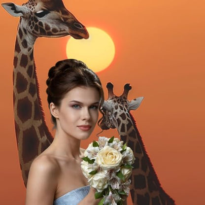 Giraffe at Sunset Backdrop Background for Photography 5x7ft Photobooth Professional Photo Backdrop Curtains Video Photography Studio Photo Backgrounds Banner Booth Background Screen Parties - color: Giraffe At Sunset