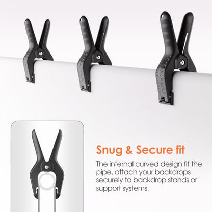Backdrop Clamps Clips - 9in - Large Spring Clamps for Backdrop Stand, 6 Pack Heavy Duty Plastic Muslin Photo Clamp for Photography Photobooth, Balloon Arch, Woodworking - size: 9in