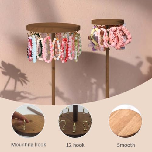Jewelry Holder Stand, 10" Tall Necklace Organizer Rack, Wood Display Storage for Necklaces, Bracelets, Rings, Earrings, Aesthetic Room Décor for Girls and Women